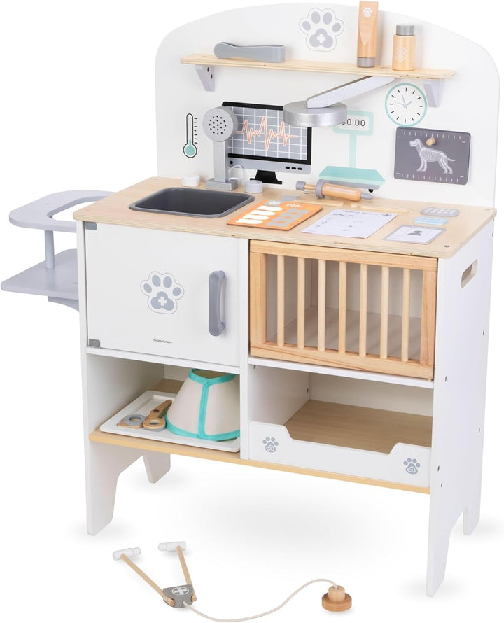 mamabrum Tierkrankenhaus aus Holz – Komplettes Tierarzt Spielset für Kinder ab 3 Jahren - Holz Tiera