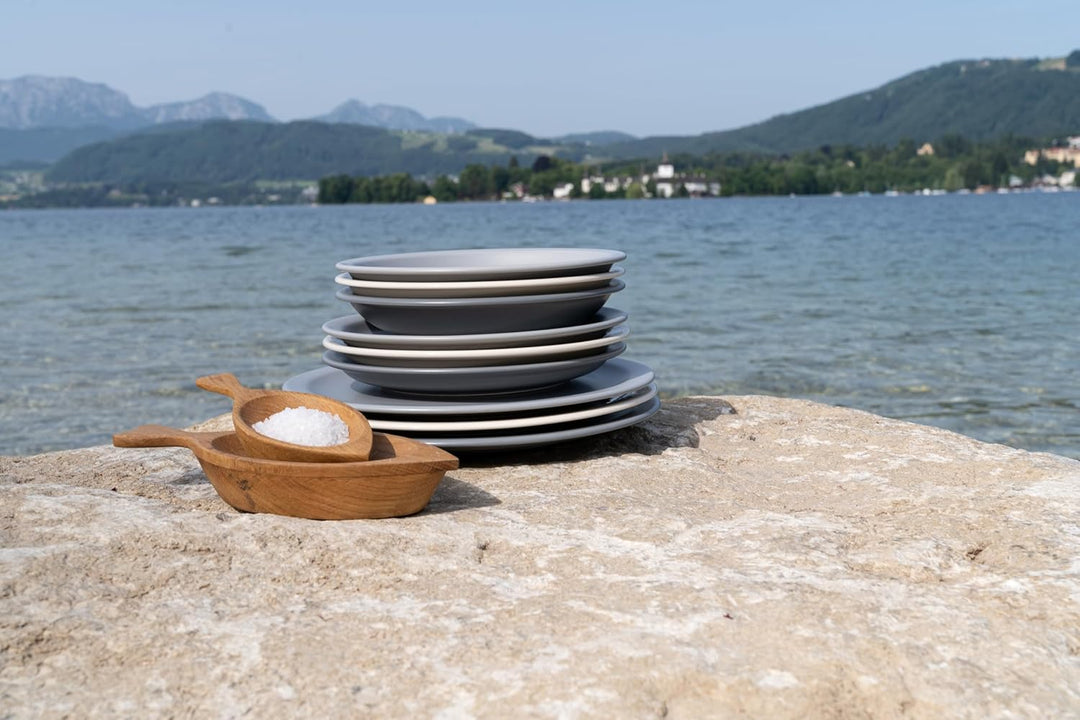 Suppenteller, Ø 22 cm, Dunkelgrau, Geschirr handgemacht in Österreich, Dunkelgrau