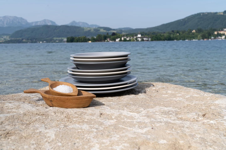 Suppenteller, Ø 22 cm, Dunkelgrau, Geschirr handgemacht in Österreich, Dunkelgrau