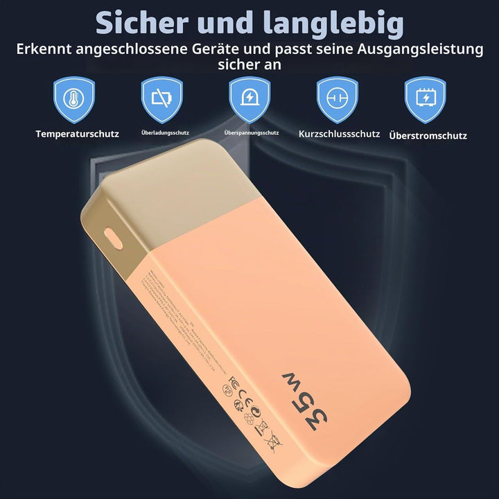 NOBIS Power Bank, Powerbank 20000mAh, 35W Externe Handyakkus Fast Charging, Externer Akku with C to