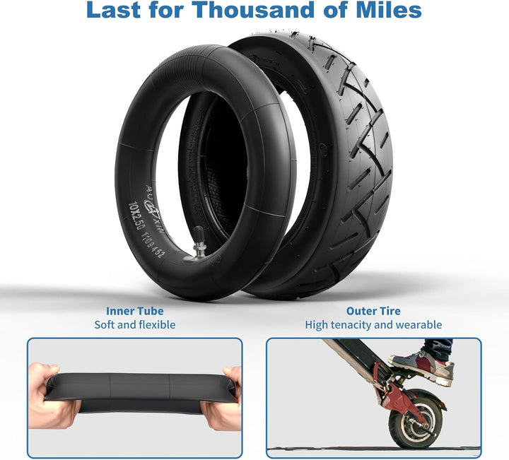 OUXI E-Scooter Reifen 10x2,50 Ersatzschlauch+Reifen 10 Zoll E Scooter Verdickter Schlauch60/70-6.5 E