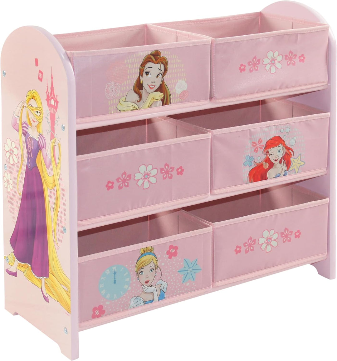 Disney Princess Storage Unit in Pink with 6 Storage Boxes for Kids Princess Light Pink, Princess Lig