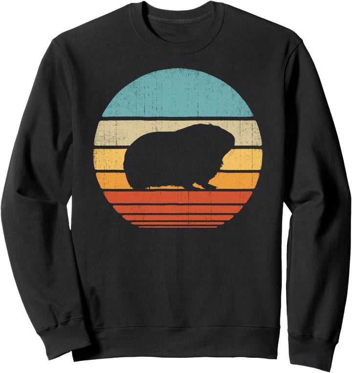 Meerschweinchen Retro Vintage 60er 70er Jahre Sonnenuntergang Nager Tier Herren Sweatshirt