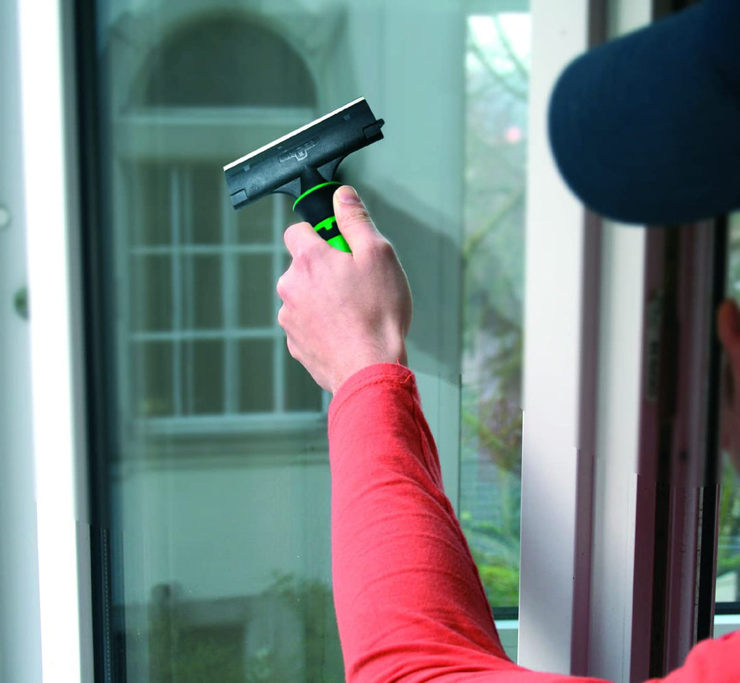 UNGER ErgoTec Glasschaber (Breite 10 cm, grosse Schaberfläche, inkl. Schutzkappe, Klinge doppelseiti