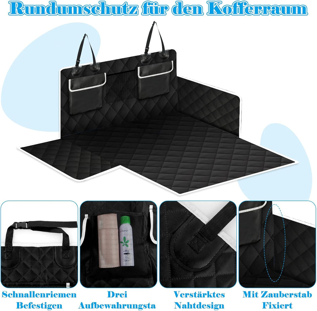Kofferraum Schutzmatte mit 3 Taschen, 103x180cm Hundebox Auto Kofferraum Hundeschutz, Kofferraummatt