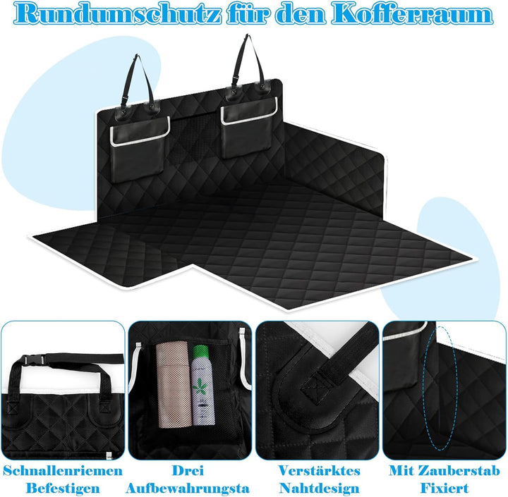 Kofferraum Schutzmatte mit 3 Taschen, 103x180cm Hundebox Auto Kofferraum Hundeschutz, Kofferraummatt