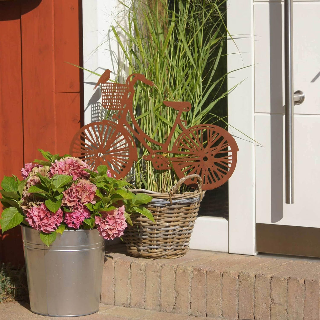 UNUS Garden Fahrrad Gartenstecker, Hollandrad Gartendeko Rostoptik, Roststecker aus Edelrost Metall,