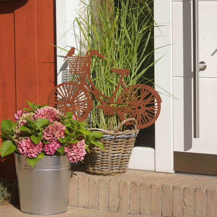 UNUS Garden Fahrrad Gartenstecker, Hollandrad Gartendeko Rostoptik, Roststecker aus Edelrost Metall,