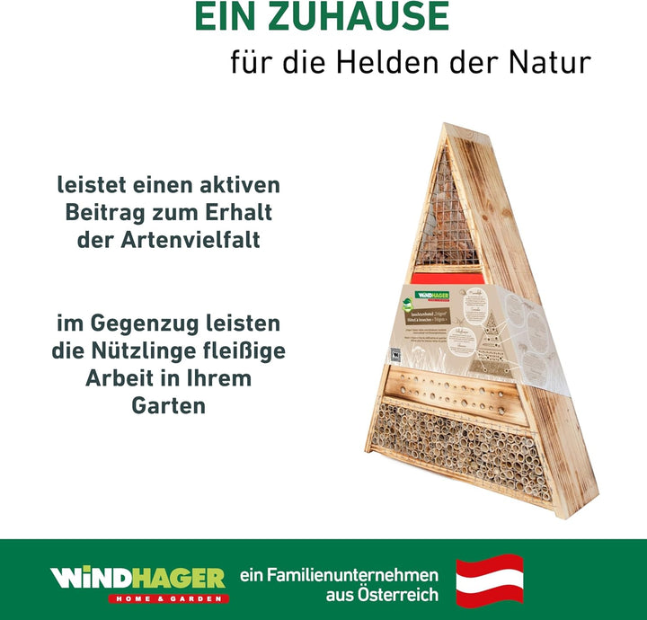 Windhager Insektenhotel Trigon, Insektenhaus Nistplatz Brutplatz, Schutz für viele nützliche Insekte