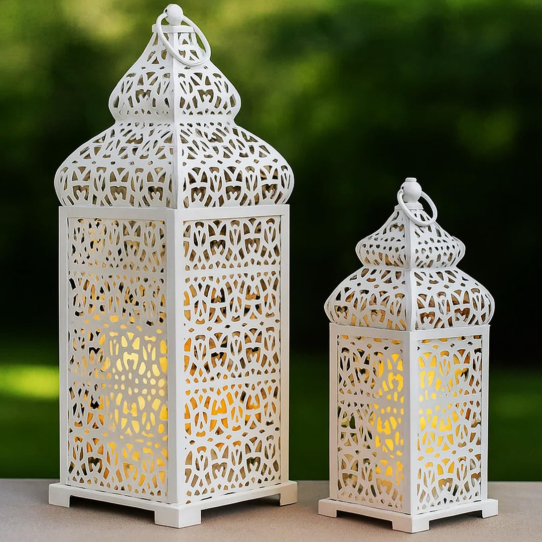 Vela Lanterns Temple Marokkanischer Stil Kerzenlaternen, weiss, 2 Stück Set of 2 Weiss, Set of 2 Wei