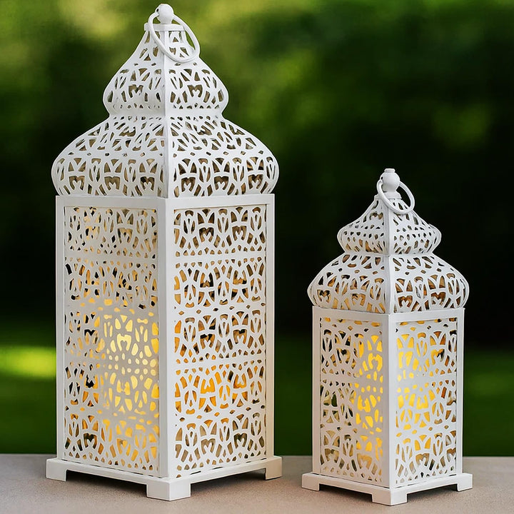 Vela Lanterns Temple Marokkanischer Stil Kerzenlaternen, weiss, 2 Stück Set of 2 Weiss, Set of 2 Wei