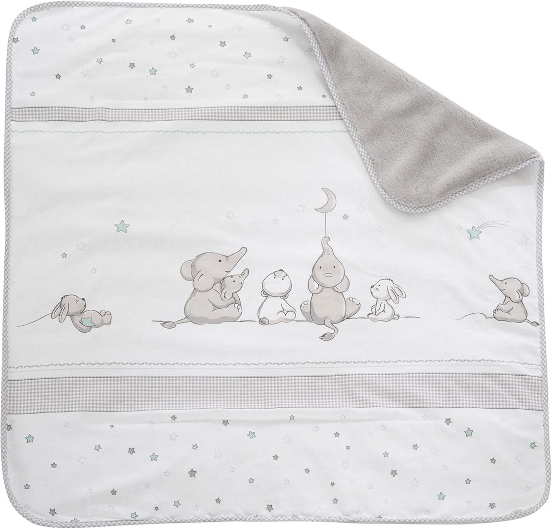 roba Babydecke Sternenzauber - 80 x 80 cm - Baby Kuscheldecke mit Sternen & Elefanten Motiv - Kinder