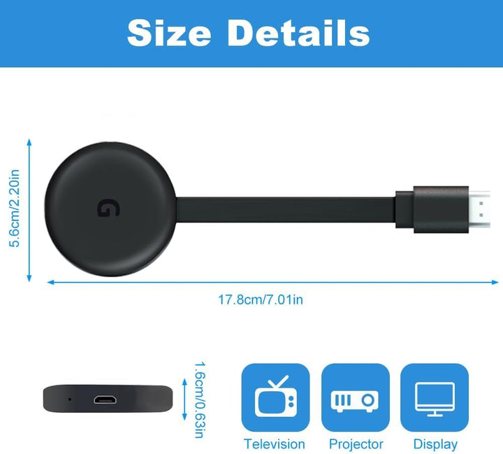 4K Full HD Miracast HDMI Dongle, 1080P Wireless HDMI Adapter, 5G Miracast Dongle, WiFi Display Dongl