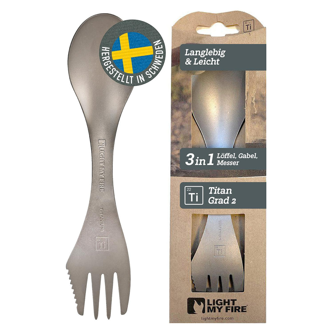 Light My Fire Göffel Titan Spork - 3-in-1 Campingbesteck mit Löffel, Gabel und Messer - Leicht und T