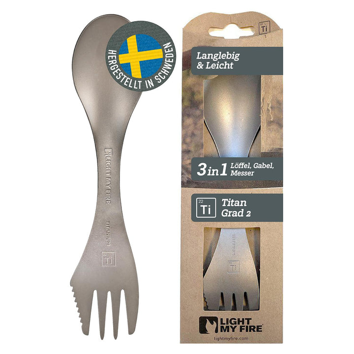 Light My Fire Göffel Titan Spork - 3-in-1 Campingbesteck mit Löffel, Gabel und Messer - Leicht und T