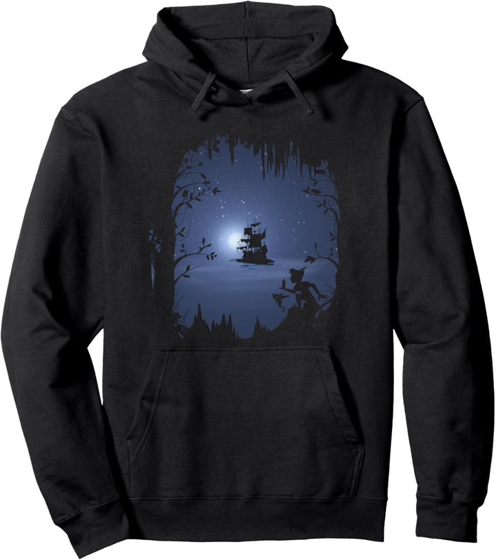Disney Peter Pan Moonlit Pirate Ship Silhouette Pullover Hoodie