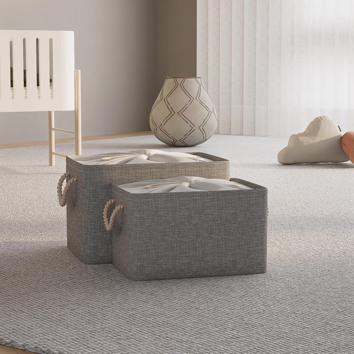 OUTBROS grosser Aufbewahrungskorb, 34 x 24 x 20 cm Stoff Aufbewahrungsbox mit Kordelzug und Griff, f