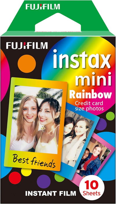 Fujifilm Instax Mini Instant Film, 2X 10 Blatt (20 Blatt), Weiss & Mini Frame WW1 Rainbow, Bunt