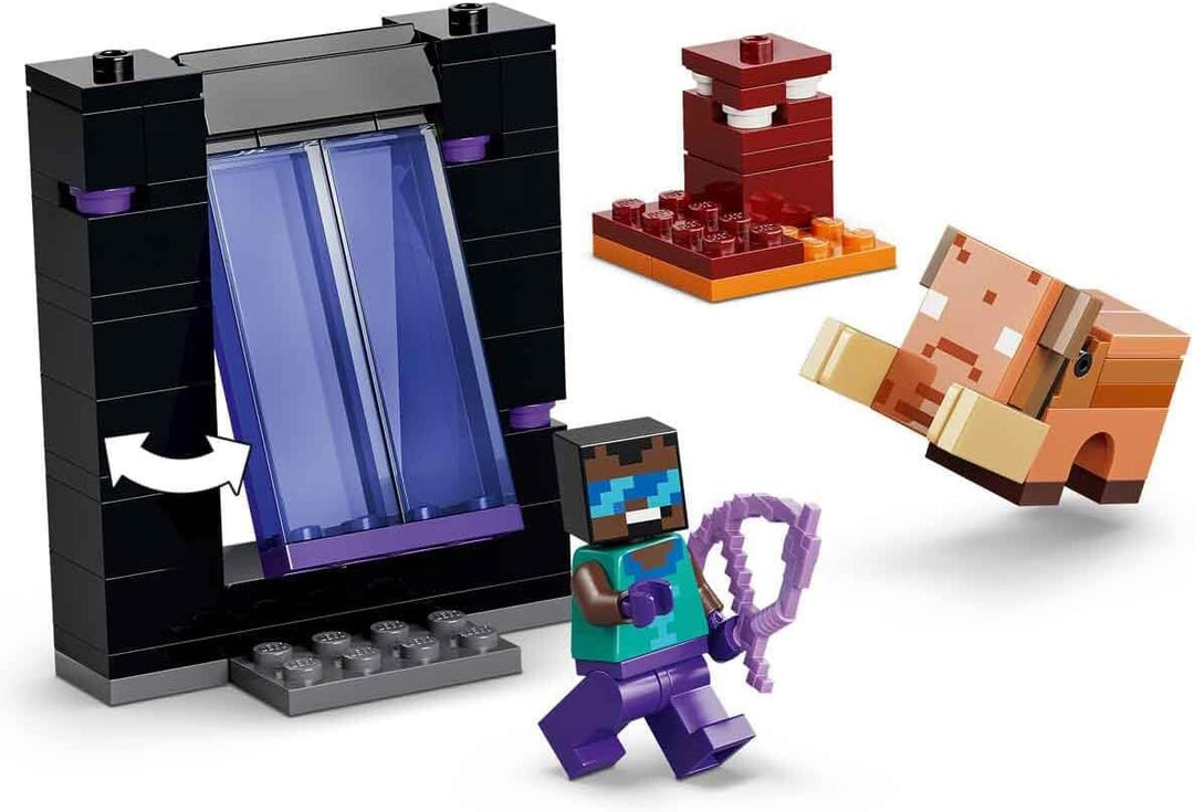 LEGO Minecraft Reise durch Nether und Endportal - Kinder Spielzeug mit Helden, Enderman und Baby Hog