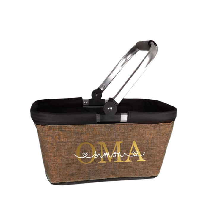 Einkaufskorb Oma personalisiert, Personalisiertes Geschenk Einkaufstasche mit Name, Tragekorb mit Al