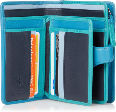 VISCONTI 100% Pur Leder Portemonnaie Damen RFID Schutz Geldbeutel Damen Geldbörse Bifold Mehrfarbig