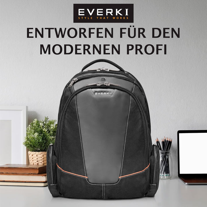 Everki Flight Business Laptop Rucksack 28,5 L für 16-Zoll Laptops – geräumiger Reise- & Arbeitsrucks