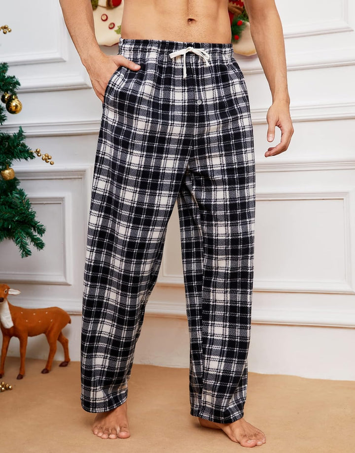 U2SKIIN Pyjamahose Herren lang kariert Schlafhose Schlafanzughosen für Herren Fleece Pyjama Hosen Na