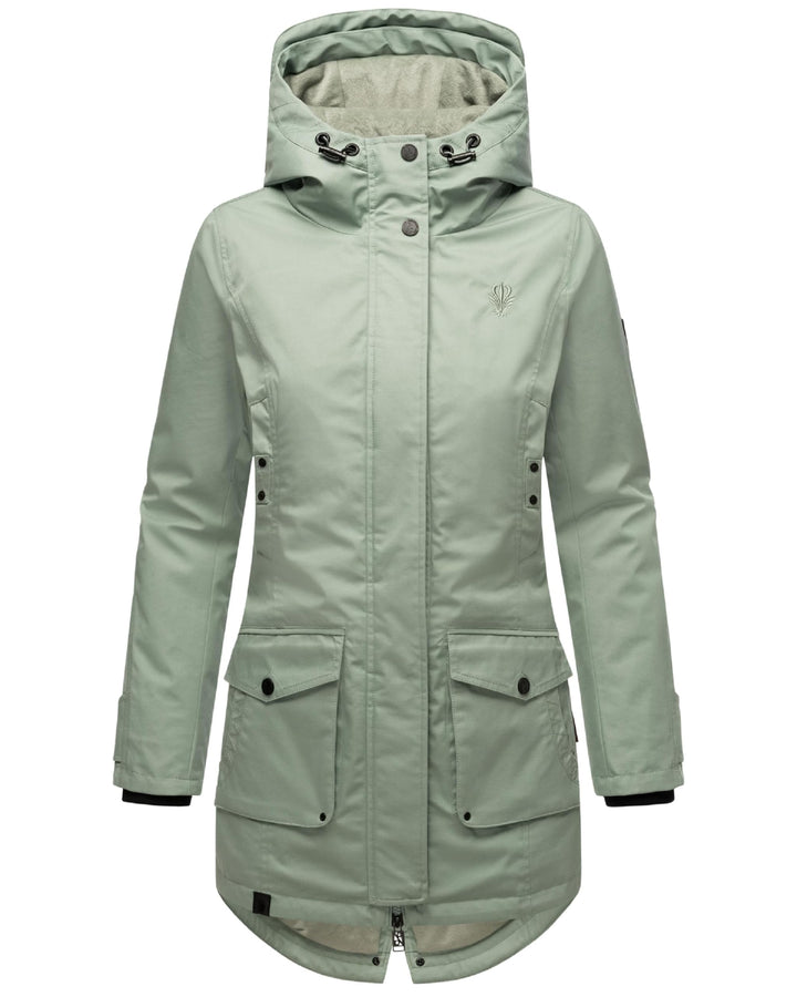 Navahoo Damen Übergangsjacke Warmer Kurzmantel Regenjacke wasserdicht mit Kapuze Brinjaa XS-XXL S Sm