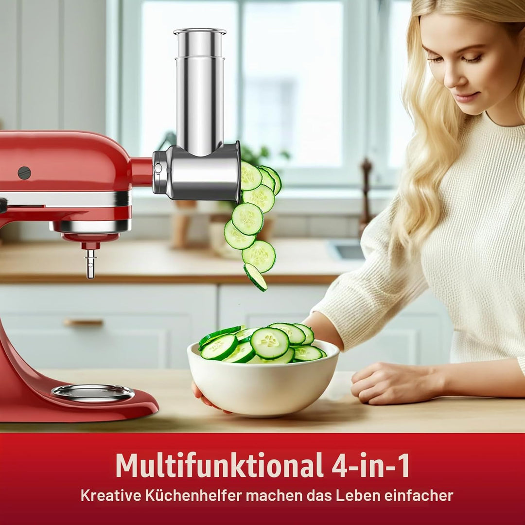 Edelstahl Hobel Shredder Aufsatz für KitchenAid Mixer, Käsereibe Aufsatz für Kitchenaid, Gemüsehobel