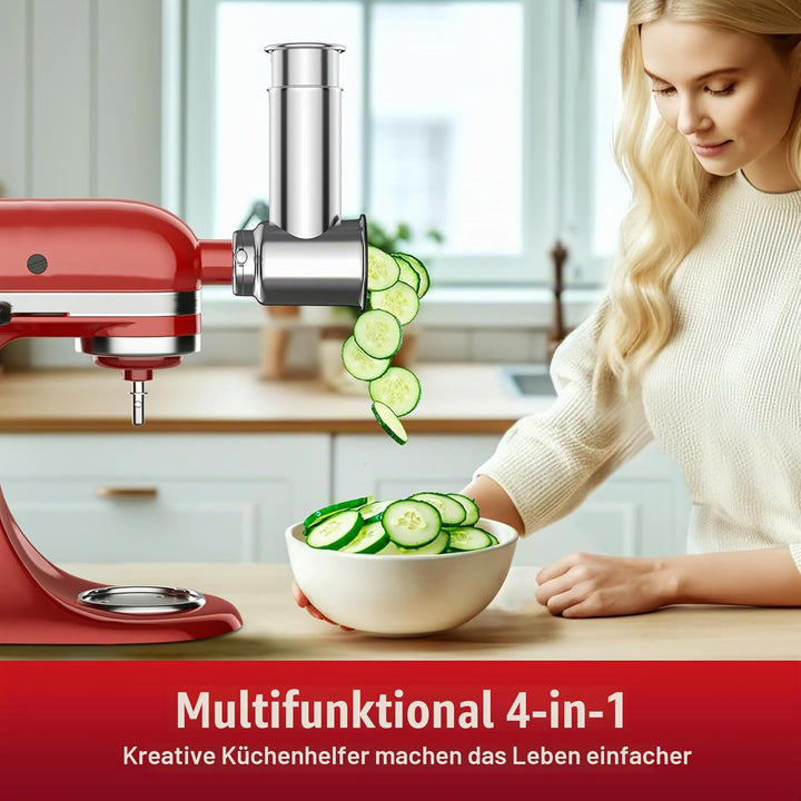 Edelstahl Hobel Shredder Aufsatz für KitchenAid Mixer, Käsereibe Aufsatz für Kitchenaid, Gemüsehobel
