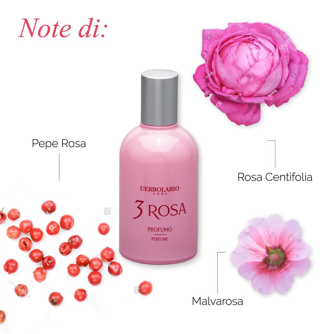 L'Erbolario 3 Rosa Eau de Parfum, 1er Pack (1 x 50 ml) 7 ml (1er Pack), 7 ml (1er Pack)