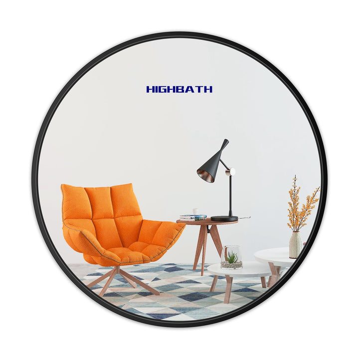 40 cm grosser runder Wandspiegel, schwarzer Metallrahmen, HD-Glas, für Badezimmer, Wohnzimmer, Schla