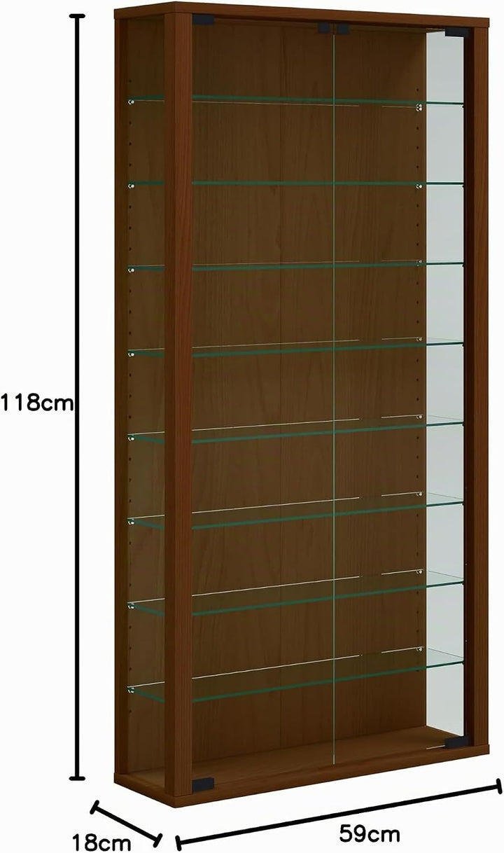 VCM Wandvitrine Sammelvitrine Glasvitrine Wand Vitrine Regal Schrank Glas ohne Beleuchtung Kern-Nuss