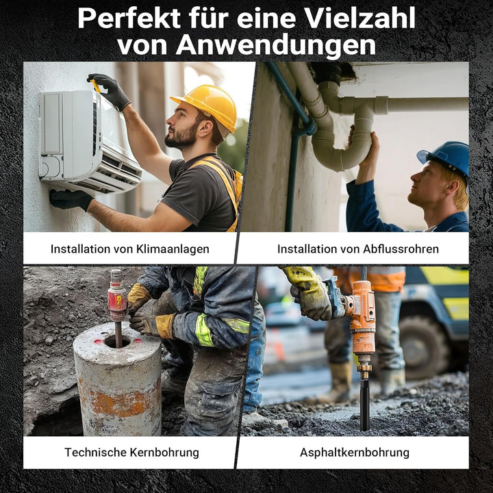 Wiltec Diamantbohrkrone Typ 2 (Mesh) Ø 52 mm, Bohrkrone 450 mm, 1¼ UNC Nassbohrkrone, Diamantbohrer