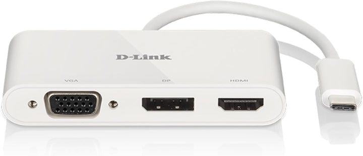 D-Link DUB-V310 Adapter USB Typ C auf HDMI, VGA und Display Port, 3 in 1, HDMI 4K und 1080p, 3 Ausgä