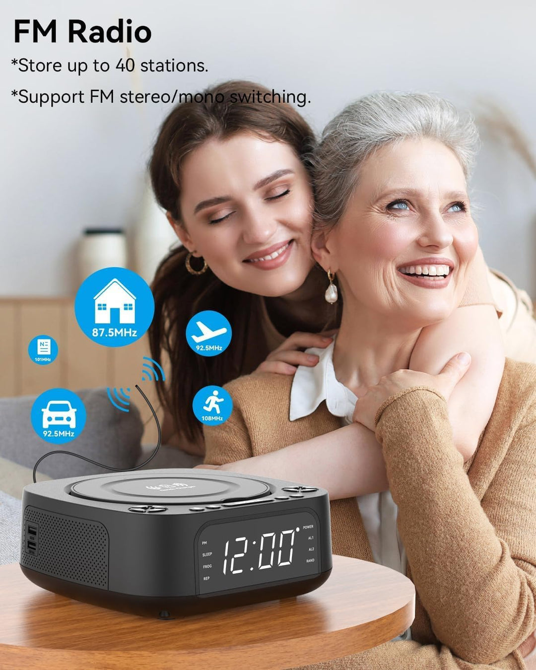 MONODEAL CD Player Tragbar mit Wireless Charger, 2025 Tragbarer CD Player Bluetooth, Wiederaufladbar