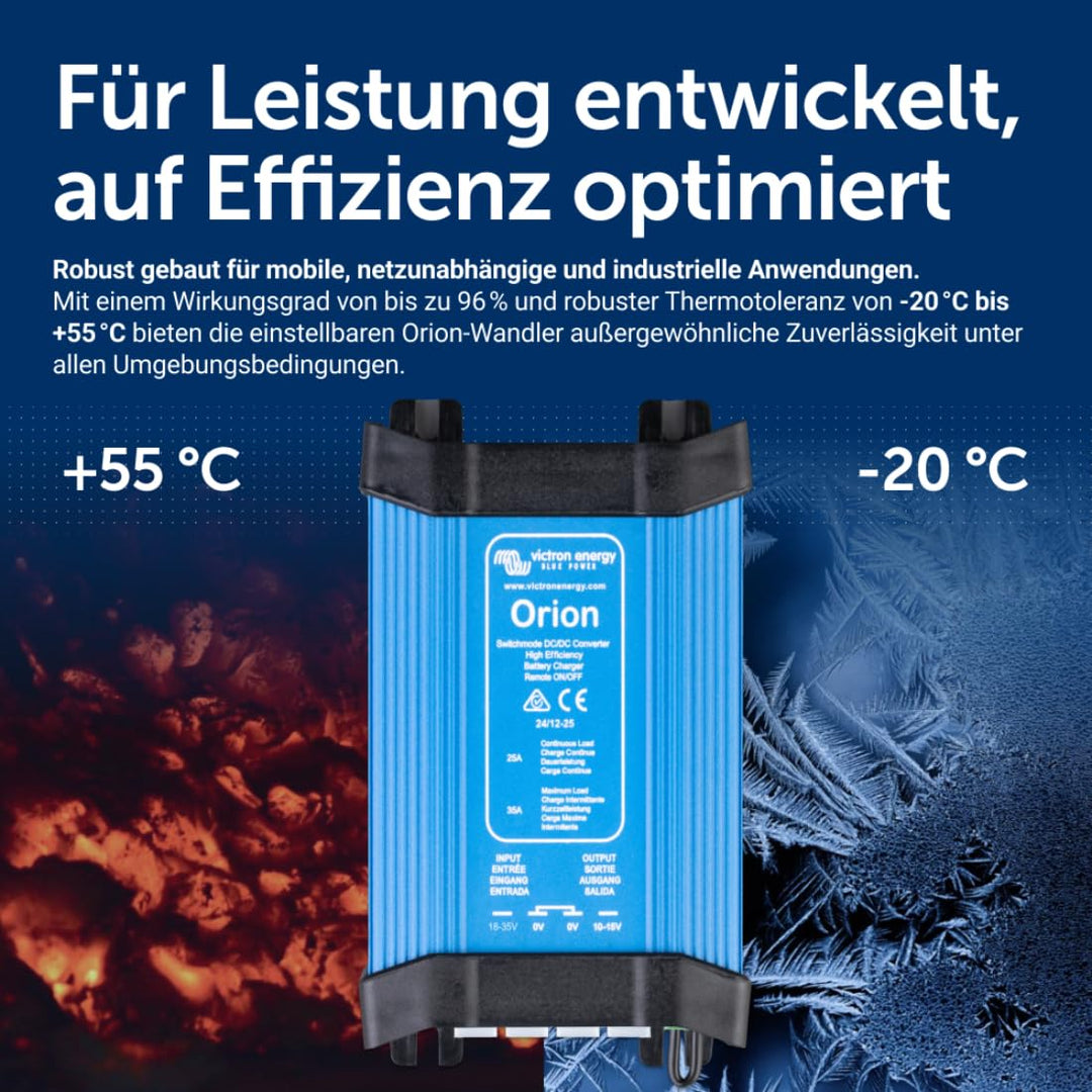 Victron Energy Orion IP20 24/12-Volt 25 Amp DC-DC Konverter Nicht isoliert, Hohe Leistung 24/12-Volt