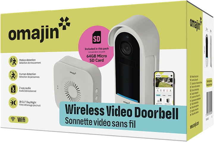 OMAJIN by Netatmo, Smarte Videotürklingel, 2 K, schnurlos, Batterien, Gong inbegriffen, Bewegungs-/P