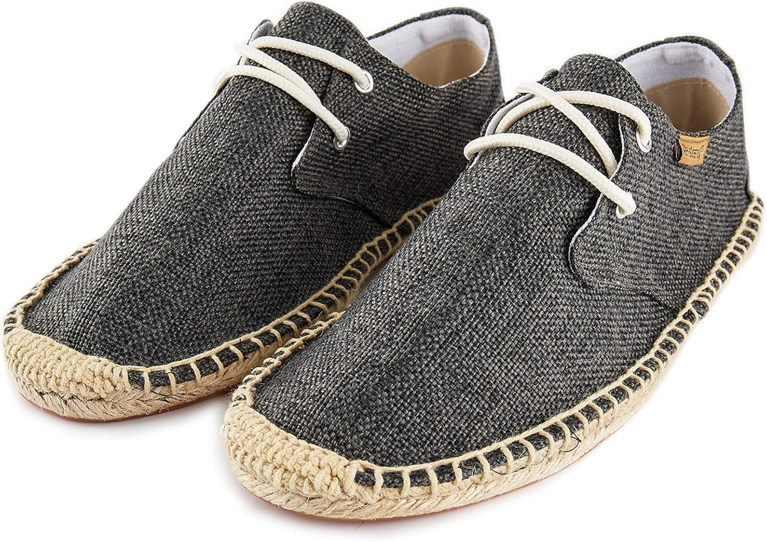 Alexis Leroy Lace Up Herren Espadrilles 41 EU Pures Schwarz, 41 EU Pures Schwarz