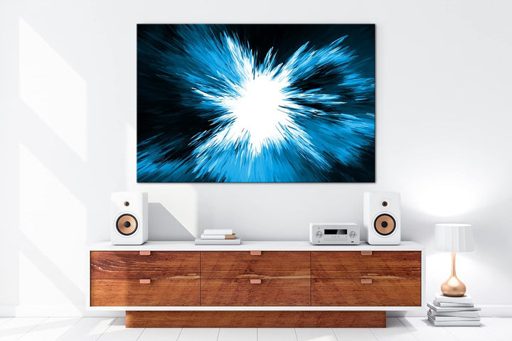 deyoli Farbenfrohe Explosion Format 80x60 Effekt: Monocrome Blau als Leinwandbild, Motiv fertig gera