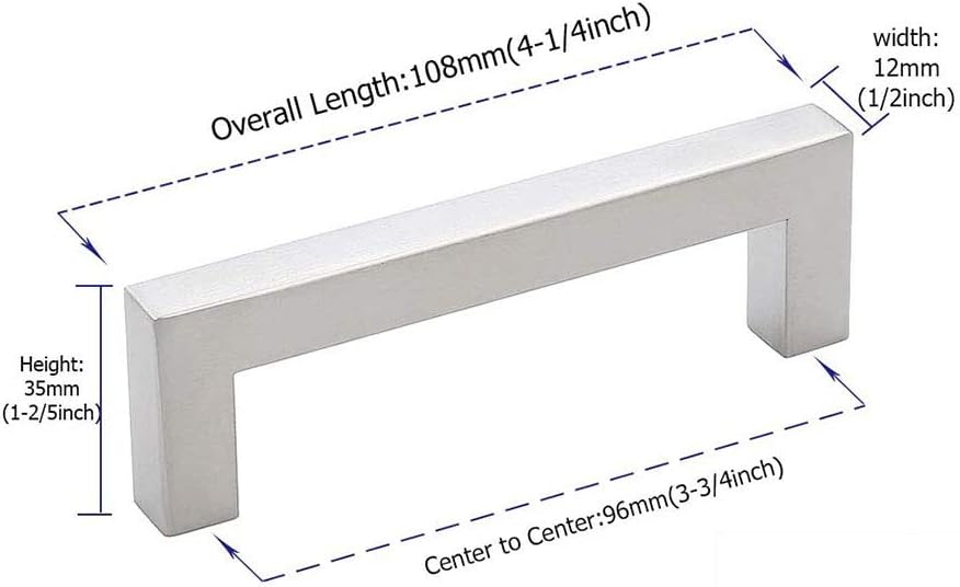 goldenwarm 20 Stücke Schrankgriffe 96mm Möbelgriff Edelstahl Türgriffe Schrank Gebürstet Schubladeng