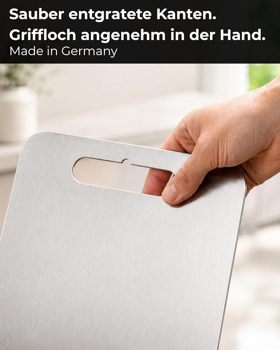 Edelstahl Schneidebrett - Hygienisch, Spülmaschinengeeignet &amp; Rutschfest - Made in Germany - Gr. 40x