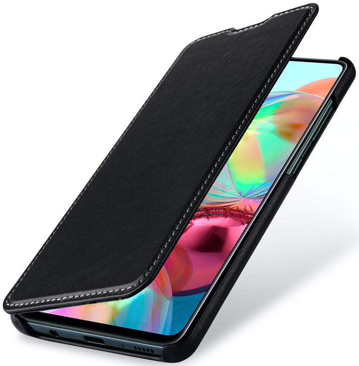 STILGUT Book Case kompatibel mit Samsung Galaxy A71 Hülle aus Leder zum Klappen, Klapphülle, Handyhü