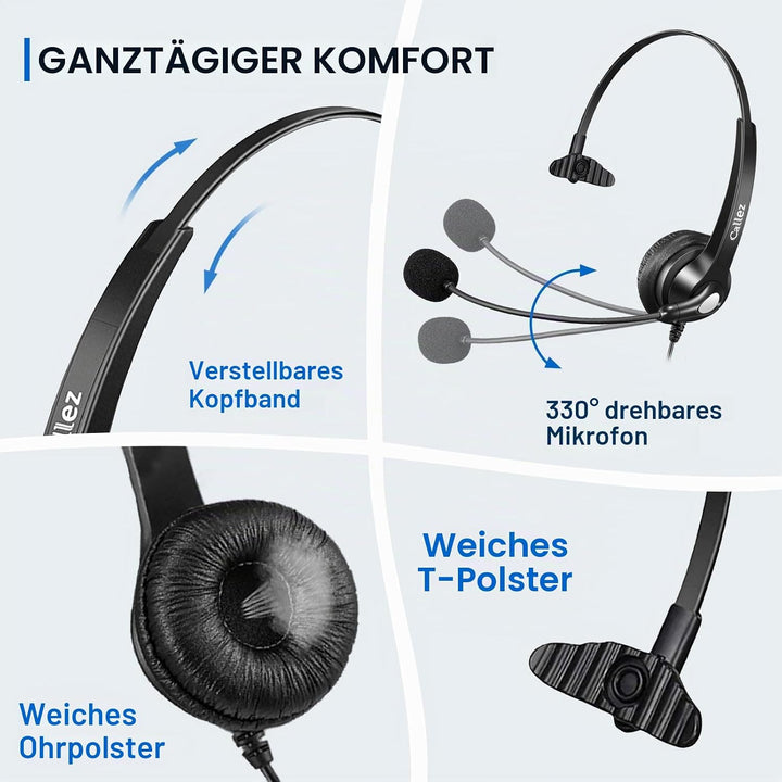 3,5mm Klinke Headset Handy mit Mikrofon Noise Cancelling, USB-C PC Headset mit Kabel für Laptop Mac