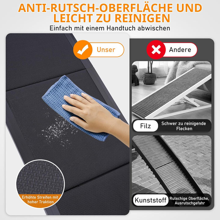 FASNATI 180×50cm Hunderampe Auto Klappbar, bis 70kg, Anti-Rutsch Hunderampe für grosse Hunde, Leicht