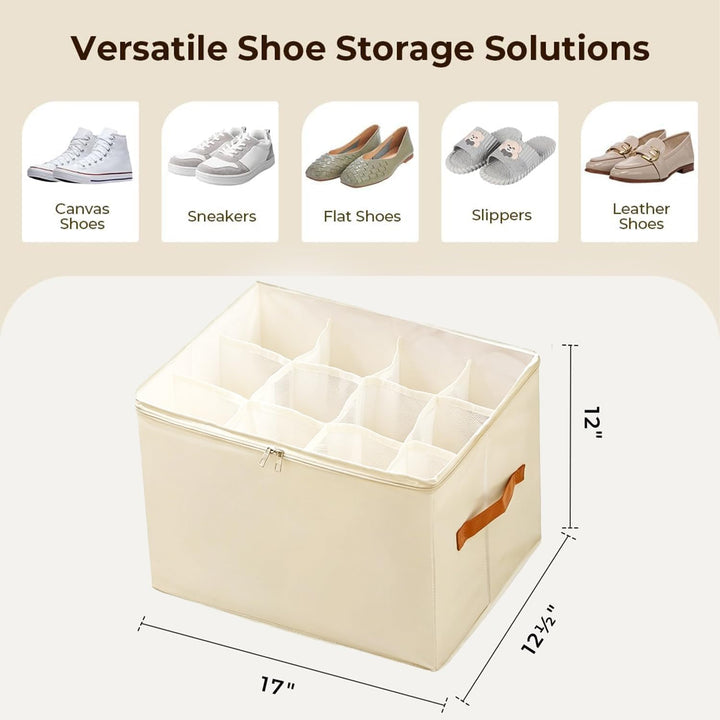 Schuhorganizer, Schuhbox mit Transparentem Deckel, Faltbar Schuhboxen, Mit Griff und Reissverschluss