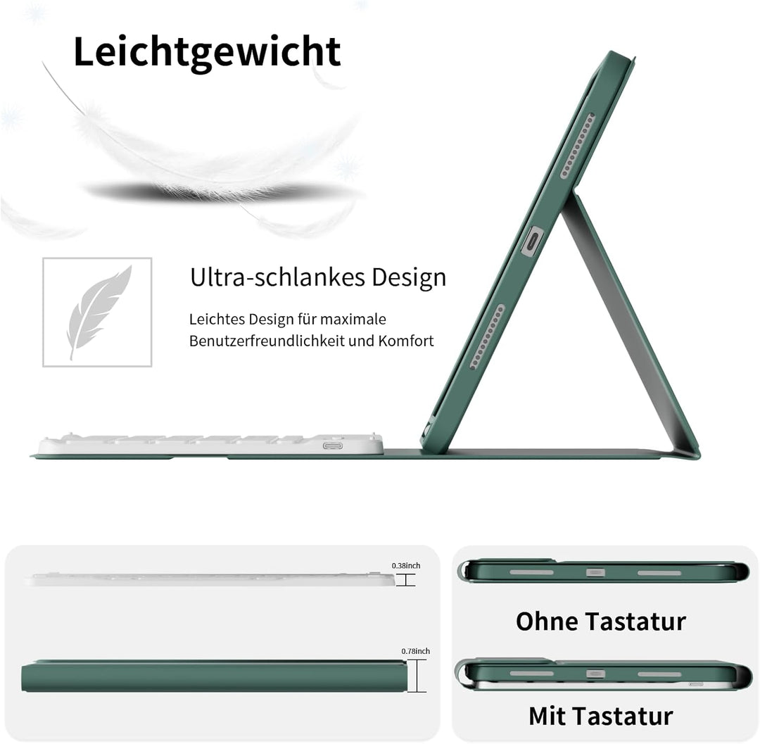 ZOPSGYU Hülle mit Tastatur für iPad (A16) 11/10 Generation (2025/2022, 11/10.9 Zoll), Schutzhülle mi