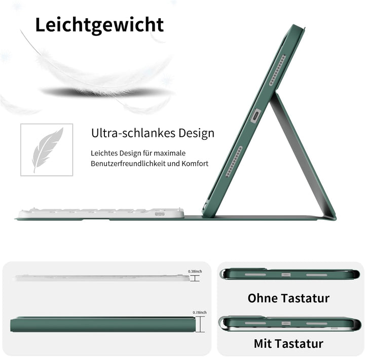 ZOPSGYU Hülle mit Tastatur für iPad (A16) 11/10 Generation (2025/2022, 11/10.9 Zoll), Schutzhülle mi
