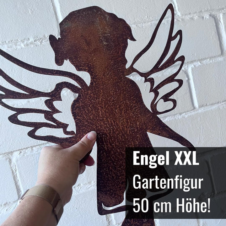 Terma Gartenfiguren rost Weihnachts Engel 50 cm Grabdeko Metall Stahl Rost Edelrost Gartendeko Weihn