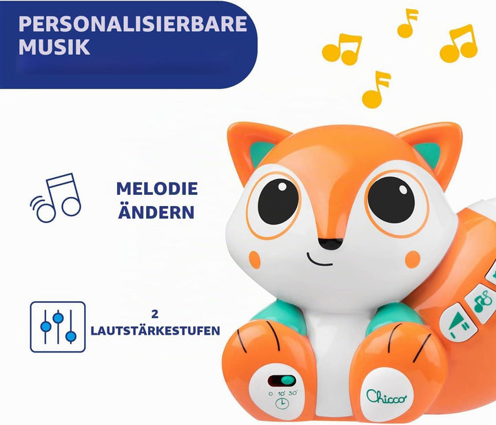 Chicco Projektor Foxy, niedlicher tragbarer Projektor mit entspannenden Melodien und bunten Projekti